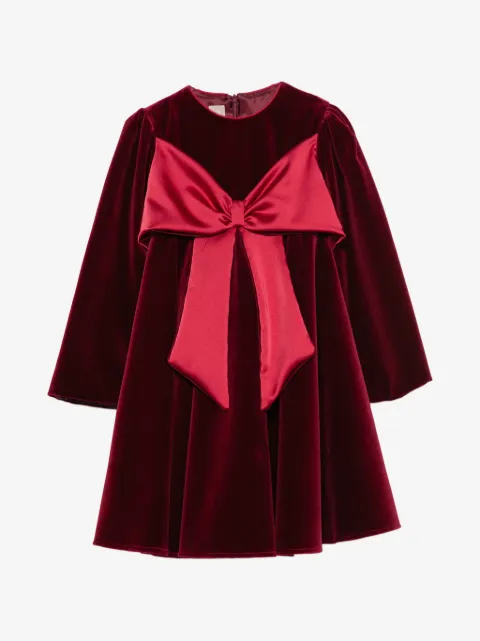 La Stupenderia bow-detail velvet dress