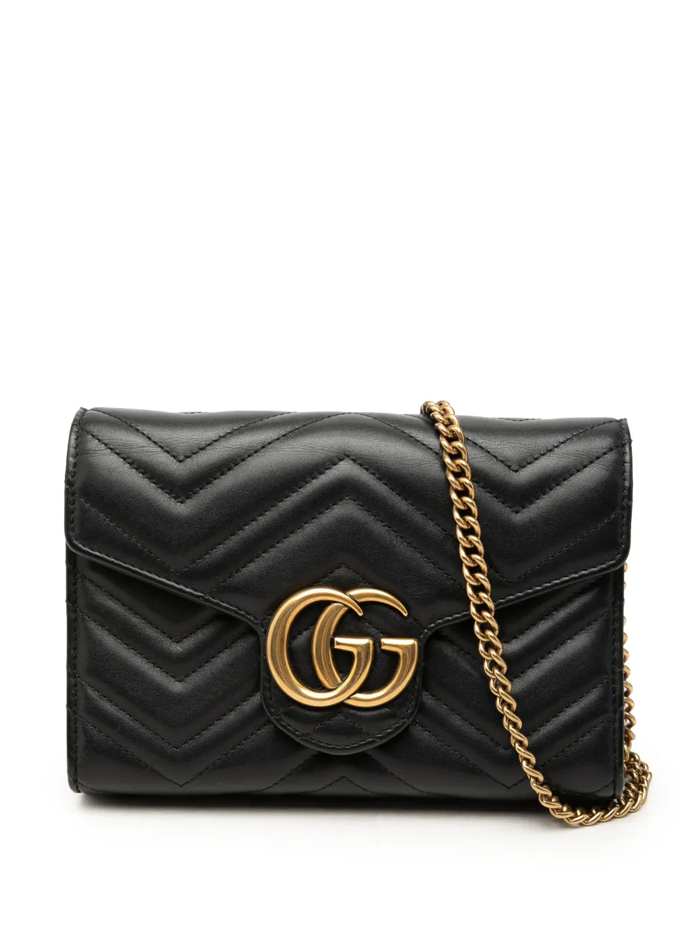 Gucci Pre-Owned 2016-2026 GG Marmont Matelasse Calfskin Wallet On Chain crossbody bag - Schwarz