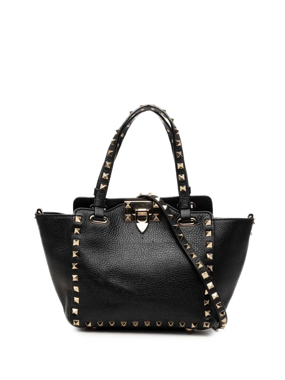 Valentino Garavani Pre-Owned 2000-2017 Mini Pebbled Calfskin Rockstud Trapeze satchel - Black