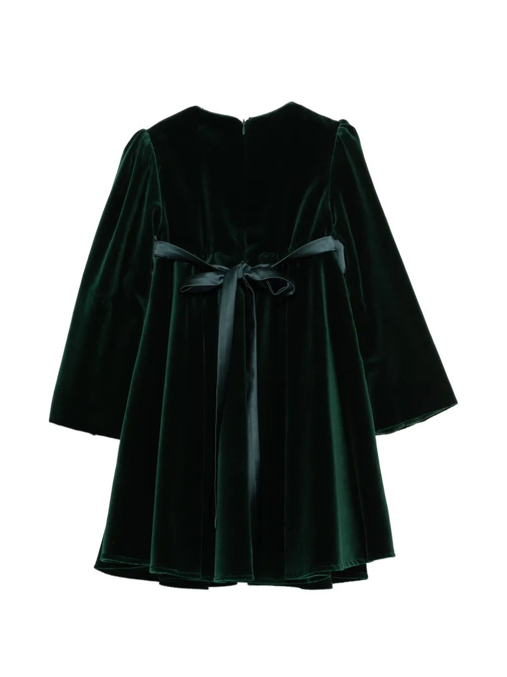 La Stupenderia bow-detail velvet dress Groen