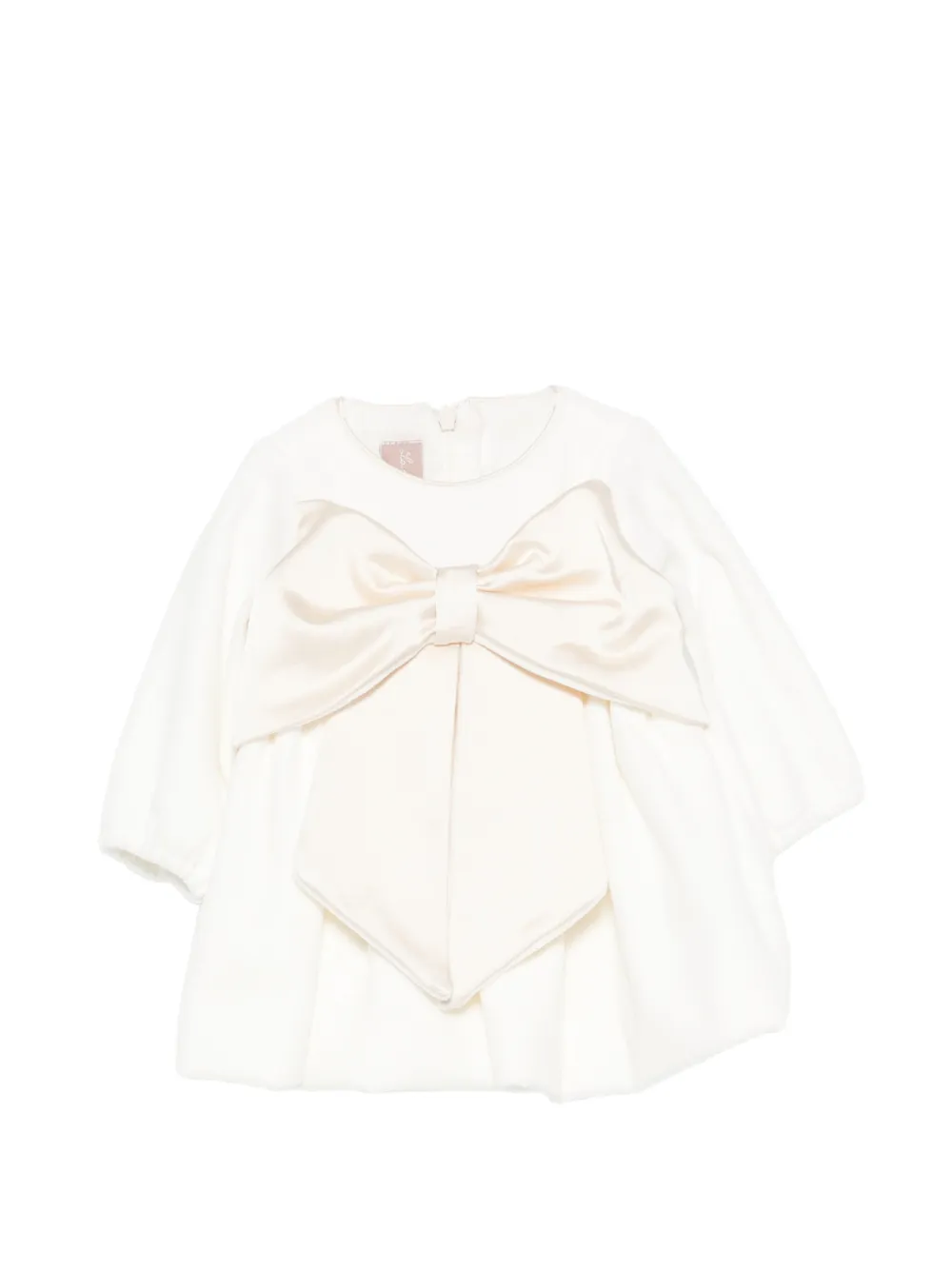 La Stupenderia bow-detail long-sleeve dress Wit