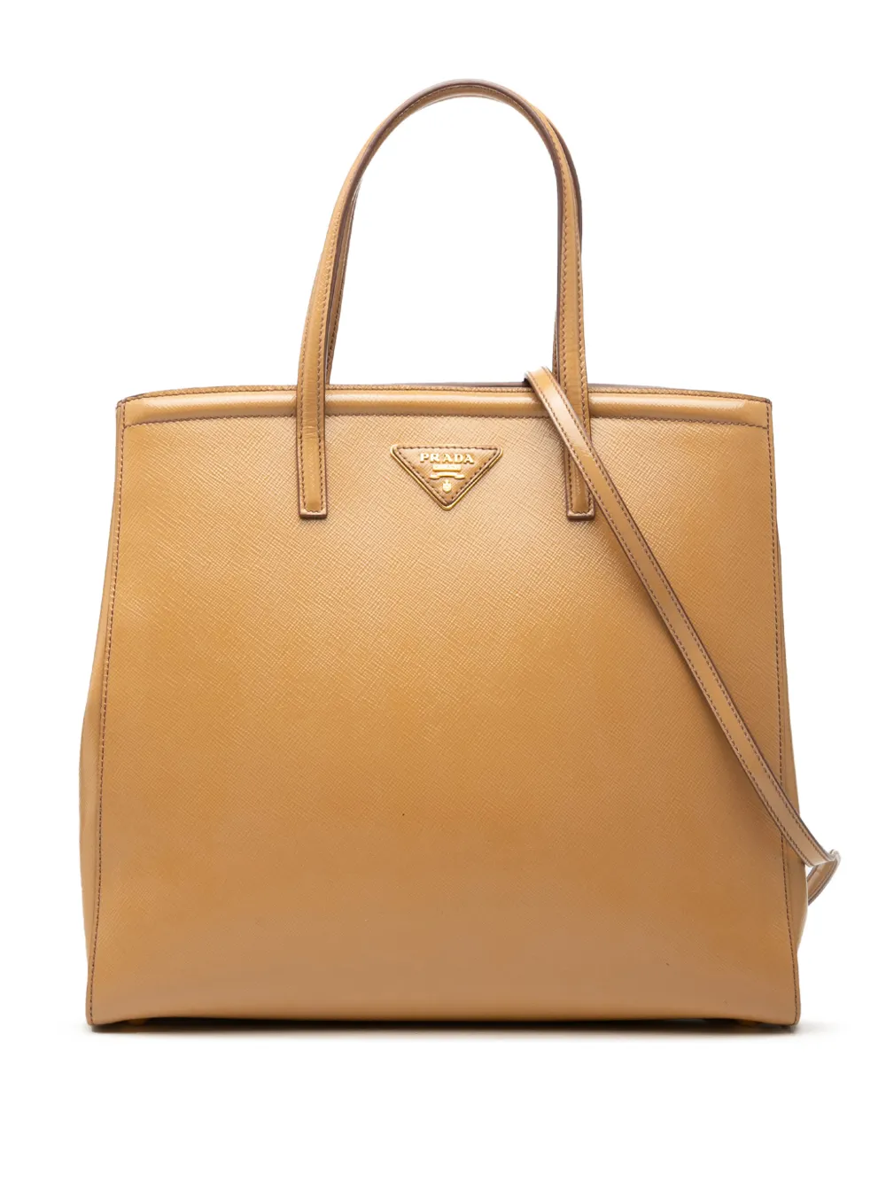 Prada Pre-Owned 2010-2026 Saffiano Vernice Parabole satchel - Braun