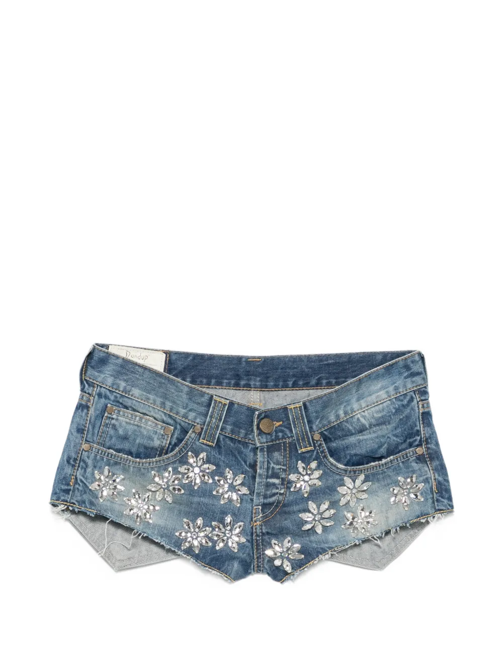 DONDUP 2000s crystal-embellished denim shorts - Blu