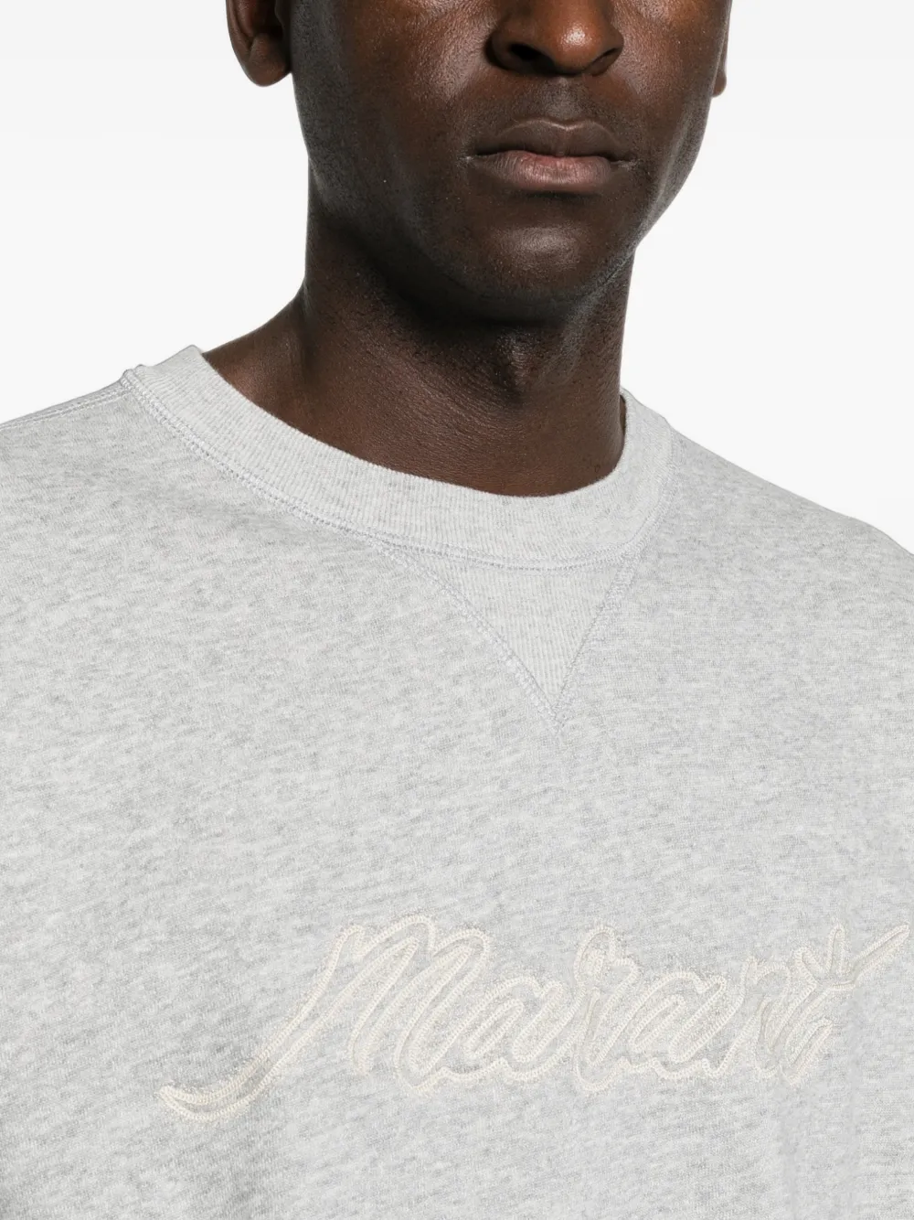 MARANT Trui met geborduurd logo en ronde hals Grijs
