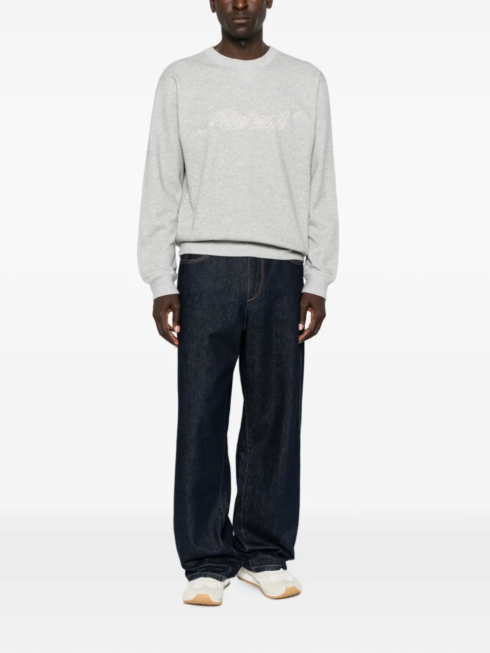 MARANT Trui met geborduurd logo en ronde hals Grijs