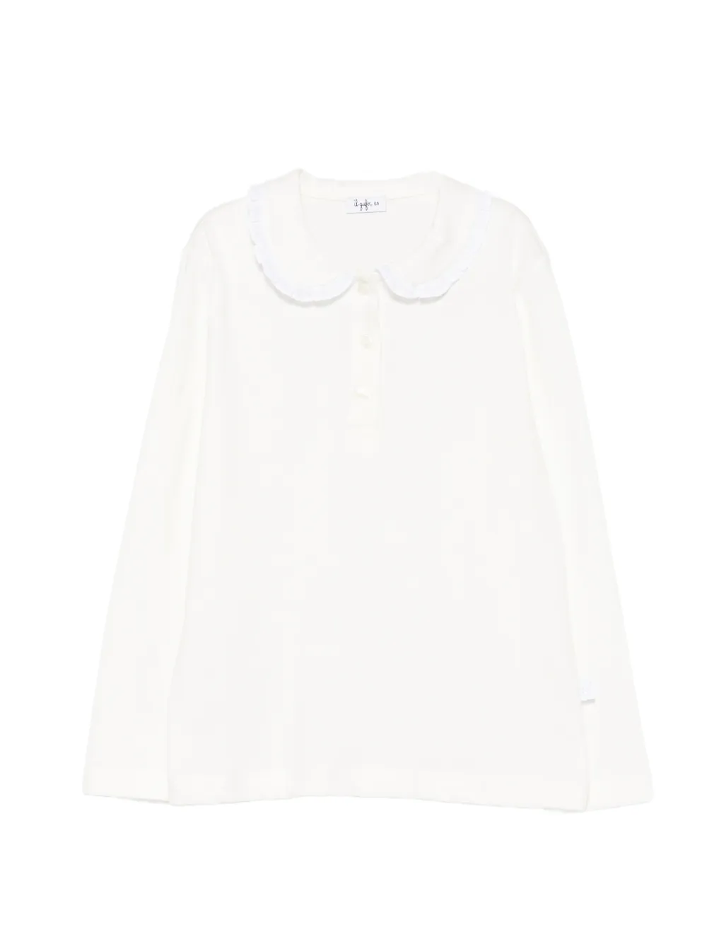 Il Gufo ruffle-trim polo shirt - Bianco
