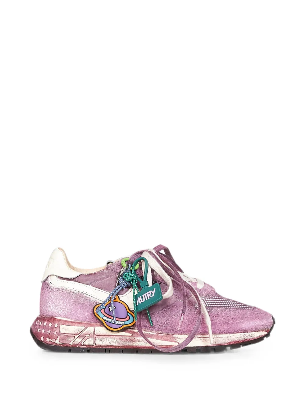 Autry Reelwind distressed-finish lace-up sneakers Roze