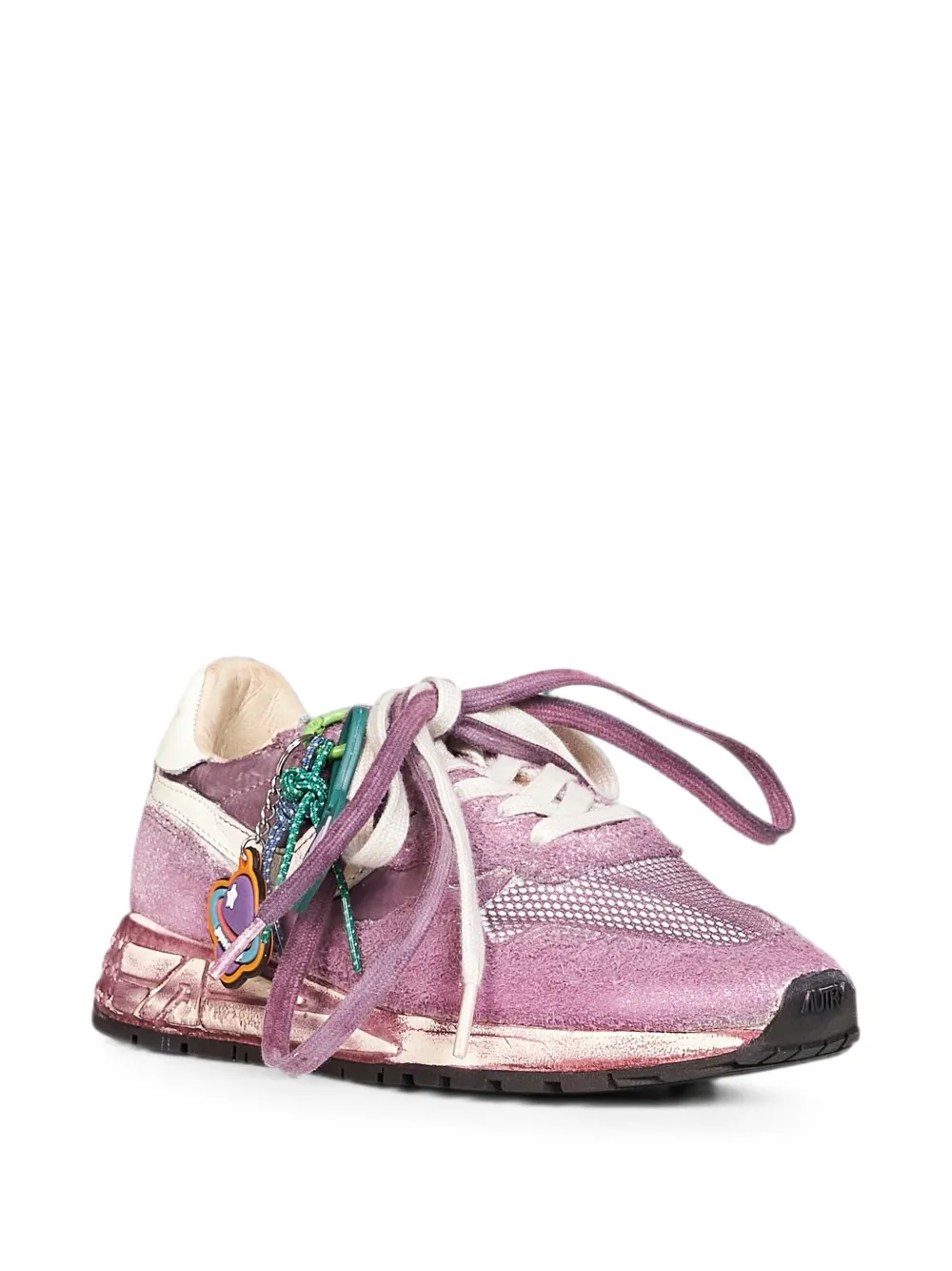 Autry Reelwind distressed-finish lace-up sneakers Roze