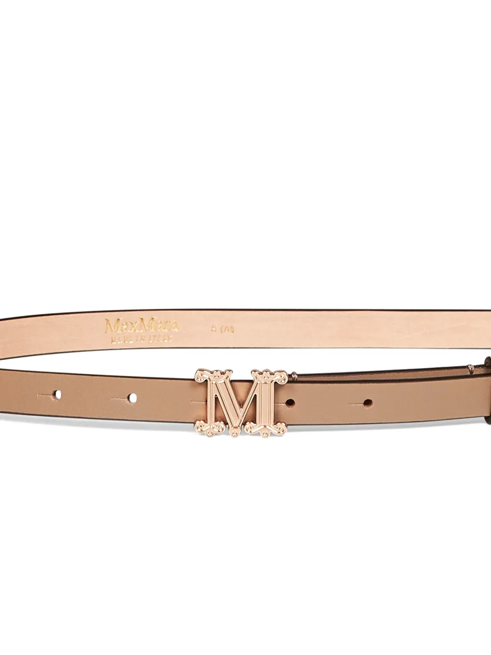 Max Mara Leren riem met monogram Beige