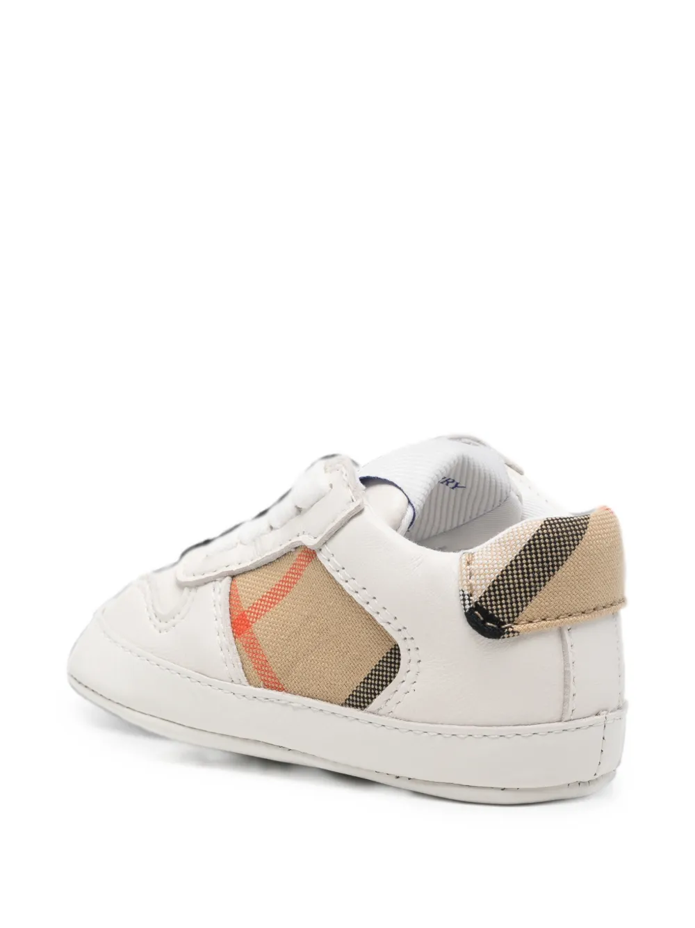 Burberry Kids Check-panel leather sneakers Wit