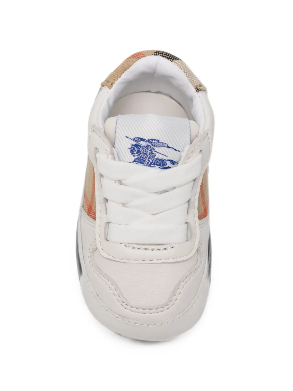 Burberry Kids Check-panel leather sneakers Wit