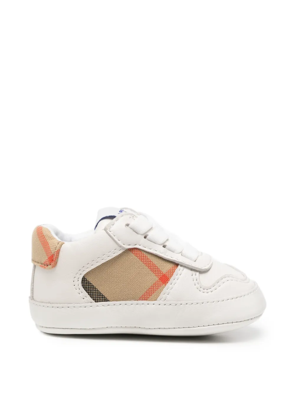 Burberry Kids Check-panel leather sneakers - Bianco
