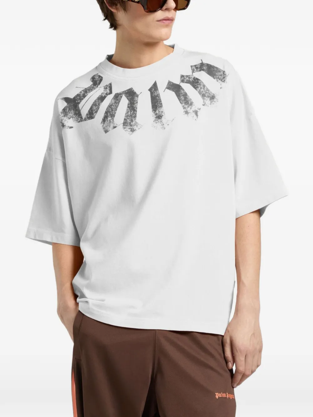 Palm Angels Big Neck logo-print T-shirt - Bianco