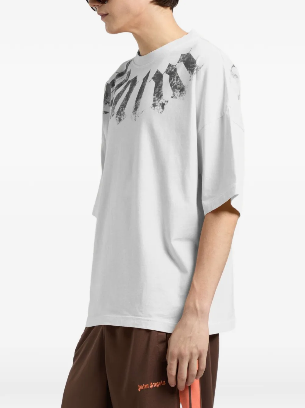 Palm Angels Big Neck T-shirt met logoprint Wit