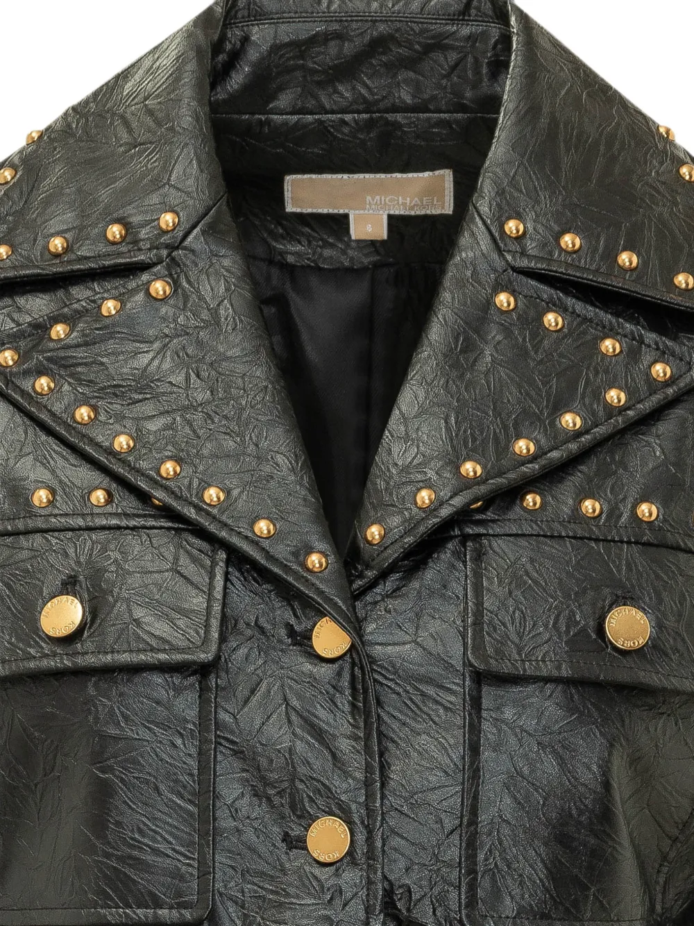 Michael Kors crinkled studded jacket Zwart