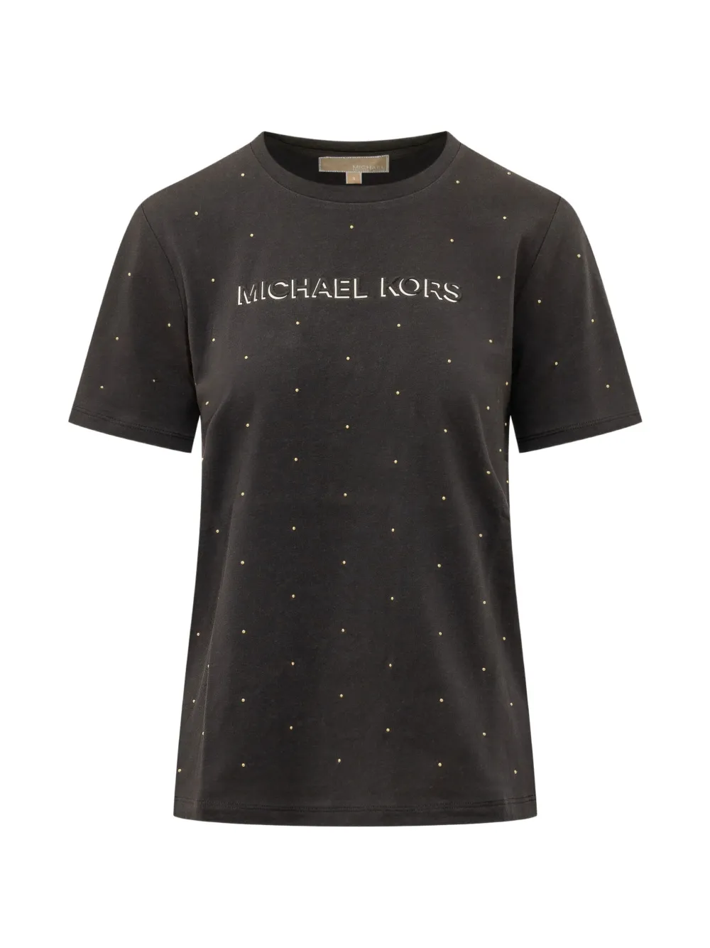 Michael Kors stud-embellished logo-print T-shirt Zwart