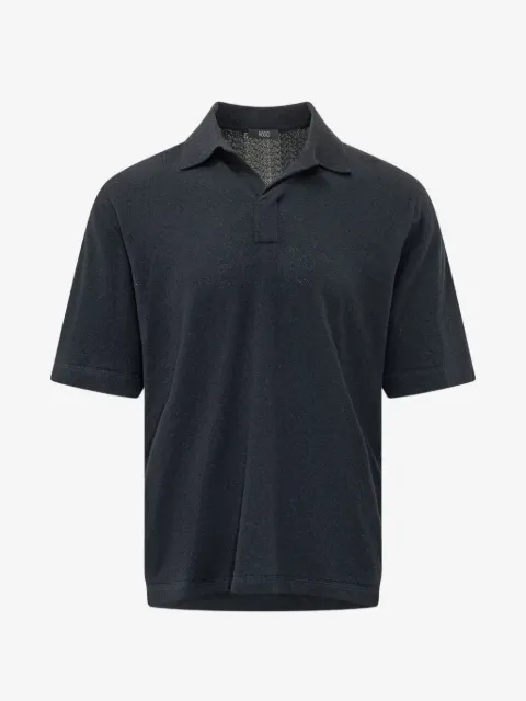 Hosio terry-cloth short-sleeved polo shirt