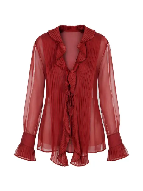 Alberta Ferretti ruffled pleated silk blouse