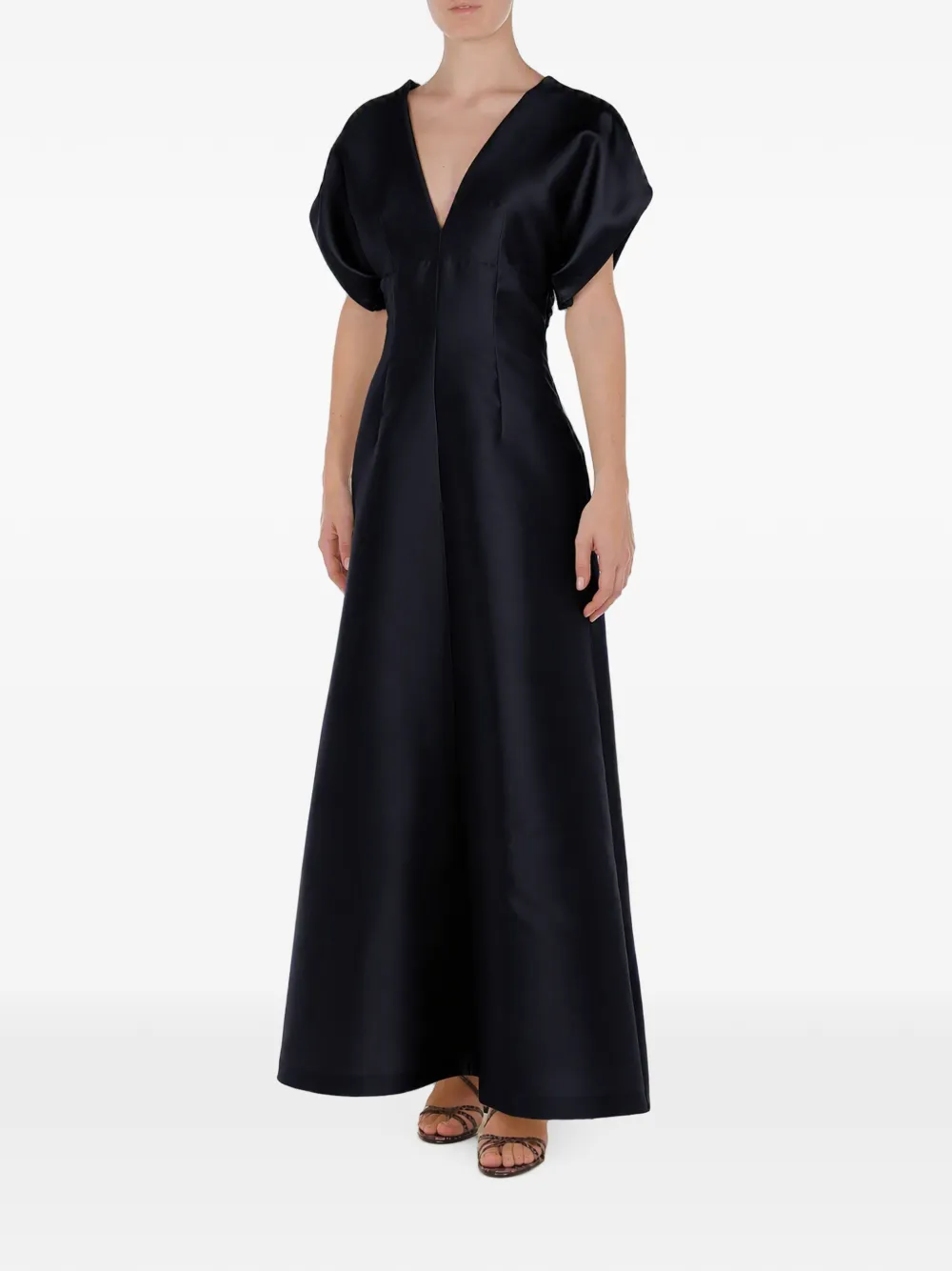 Alberta Ferretti Abito lungo con scollo a V - Blu