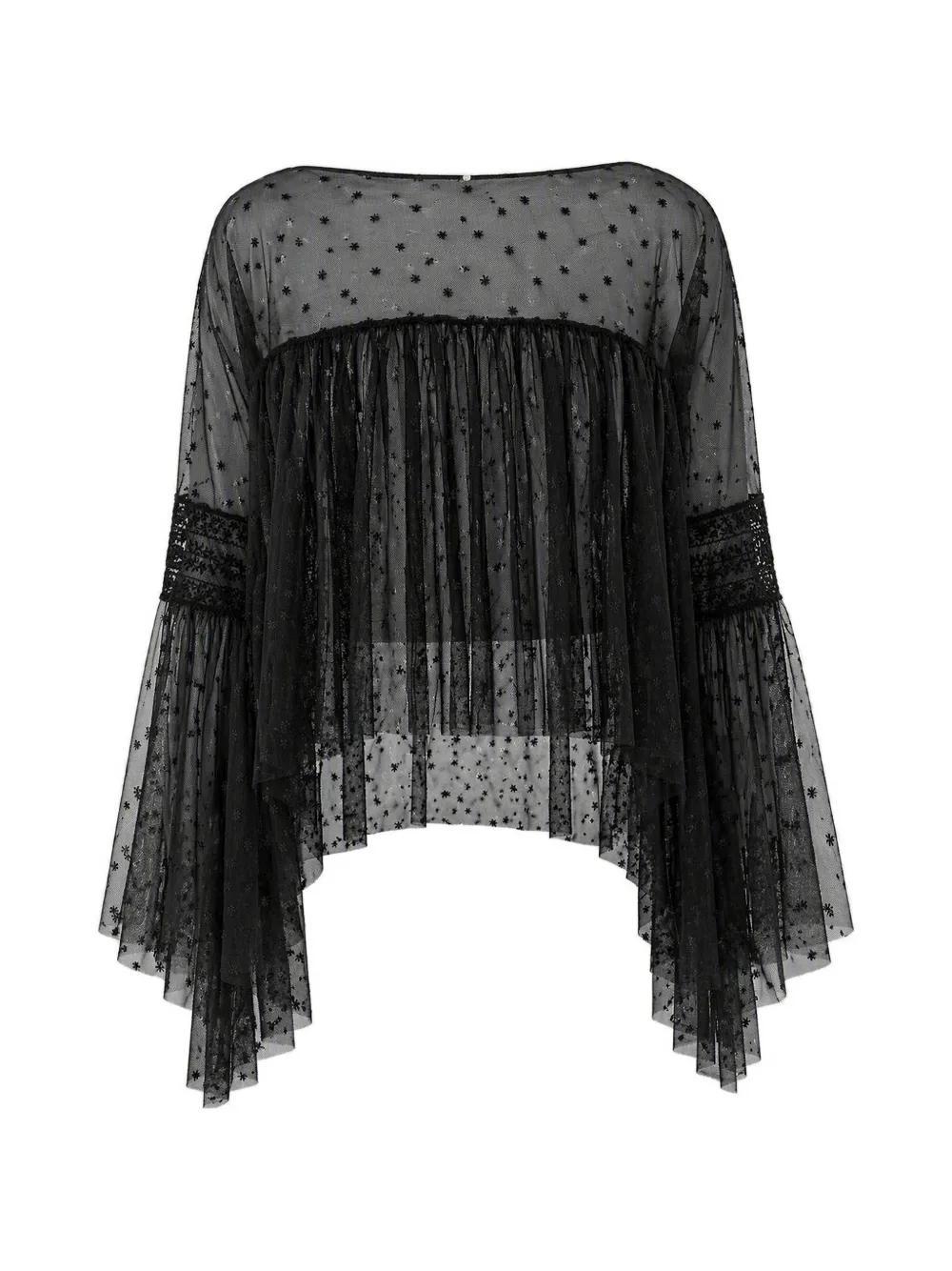 Alberta Ferretti embroidered sheer blouse - Black
