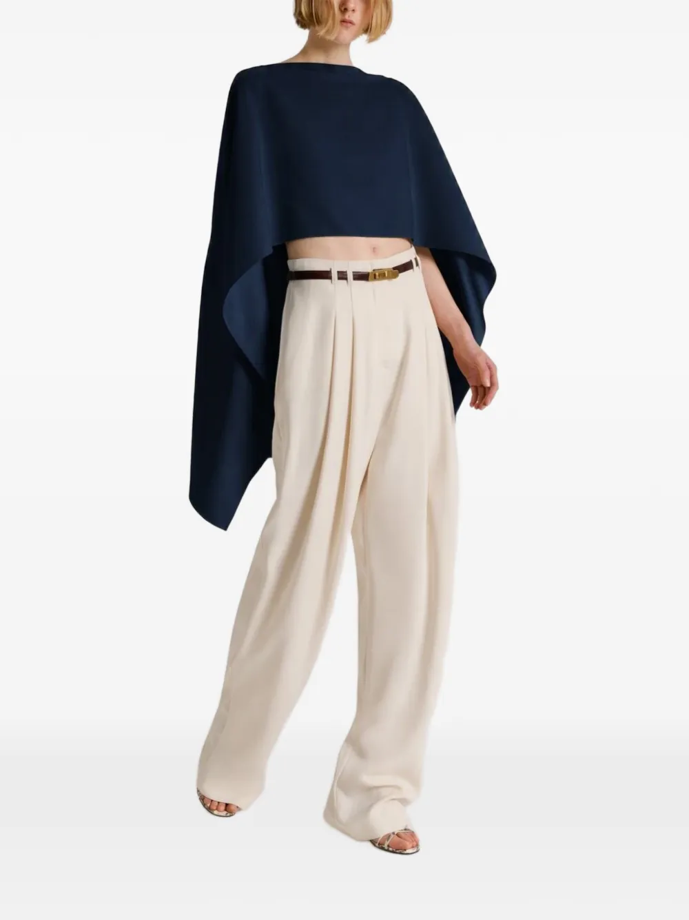 Alberta Ferretti draped asymmetric cape - Blu
