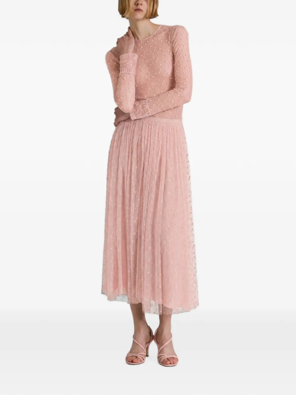 Alberta Ferretti Midi-plooirok met geborduurde ster Roze