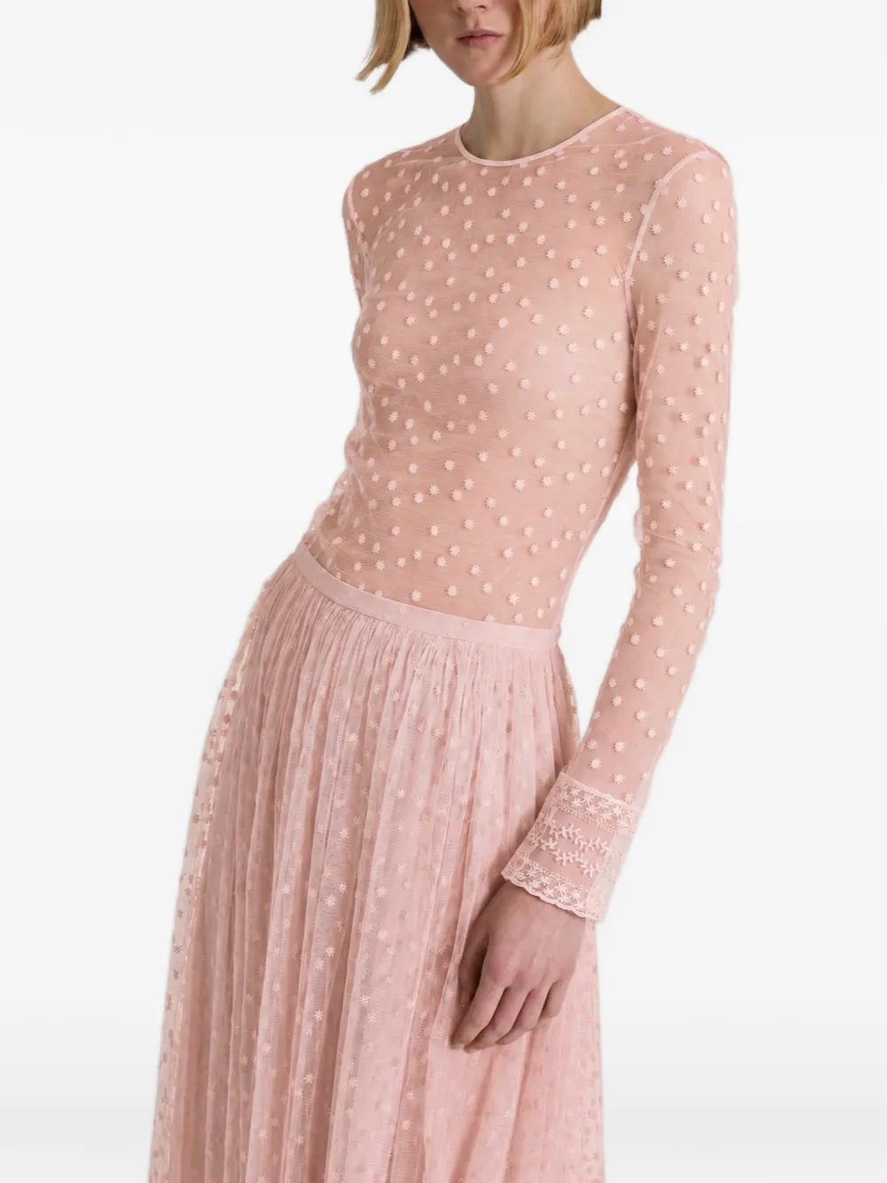 Alberta Ferretti Midi-plooirok met geborduurde ster Roze