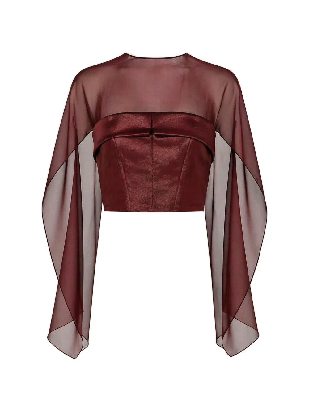 Alberta Ferretti sheer-panel corset blouse - Rosso