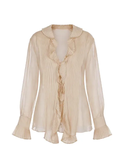 Alberta Ferretti ruffled pleated blouse