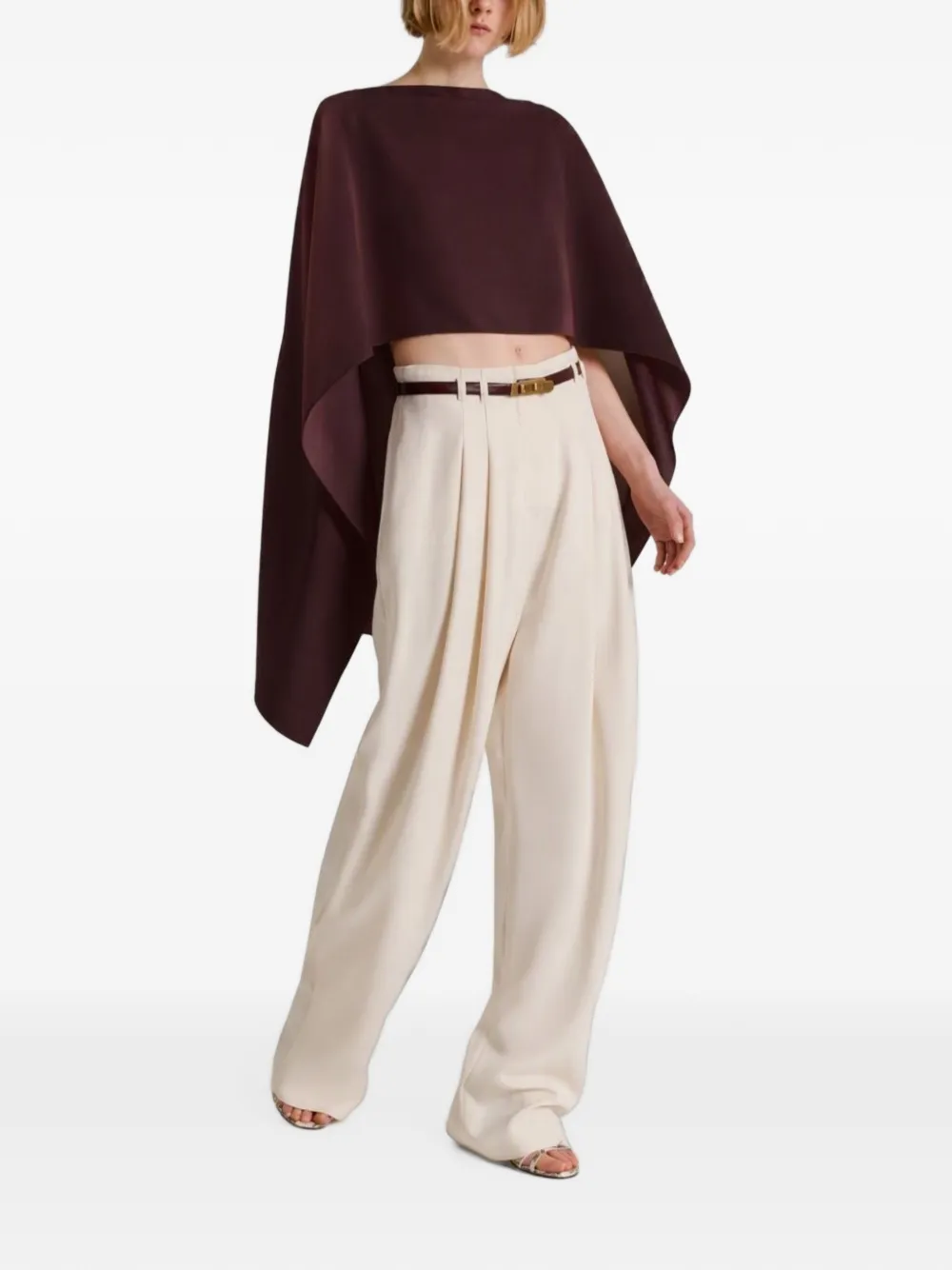 Alberta Ferretti draped asymmetric cape - Nude