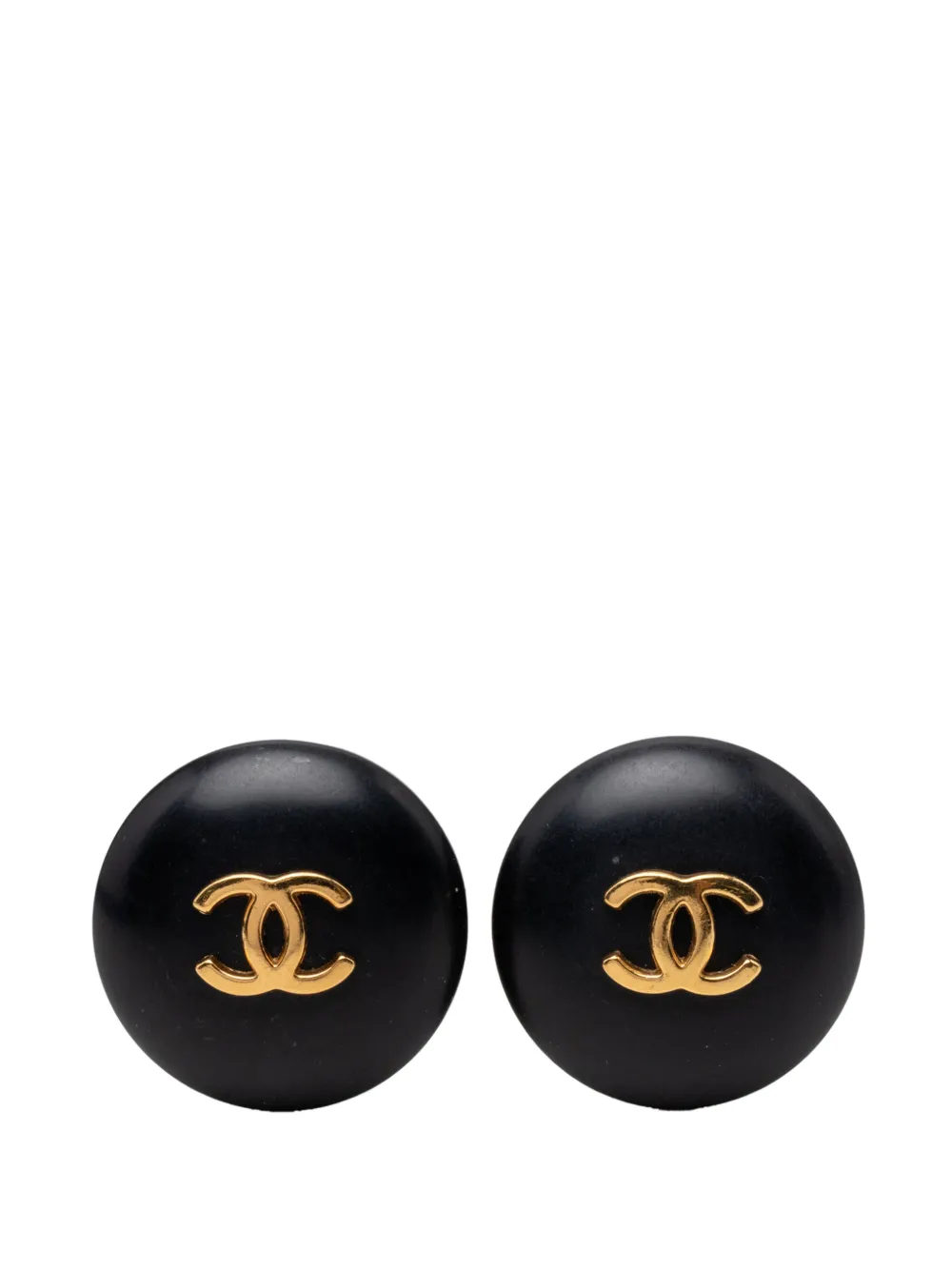CHANEL Pre-Owned 1995 CC Gold Plated and Resin Clip on Earrings costume earrings - Nero