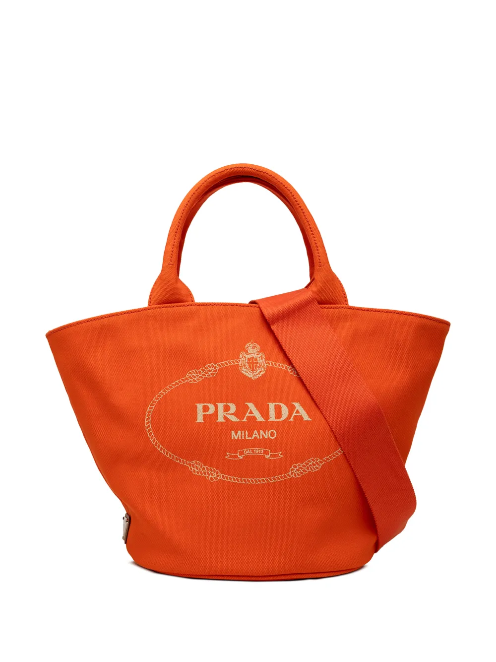 Prada Pre-Owned 2013-2026 Canvas Canapa Logo Tote satchel - Orange