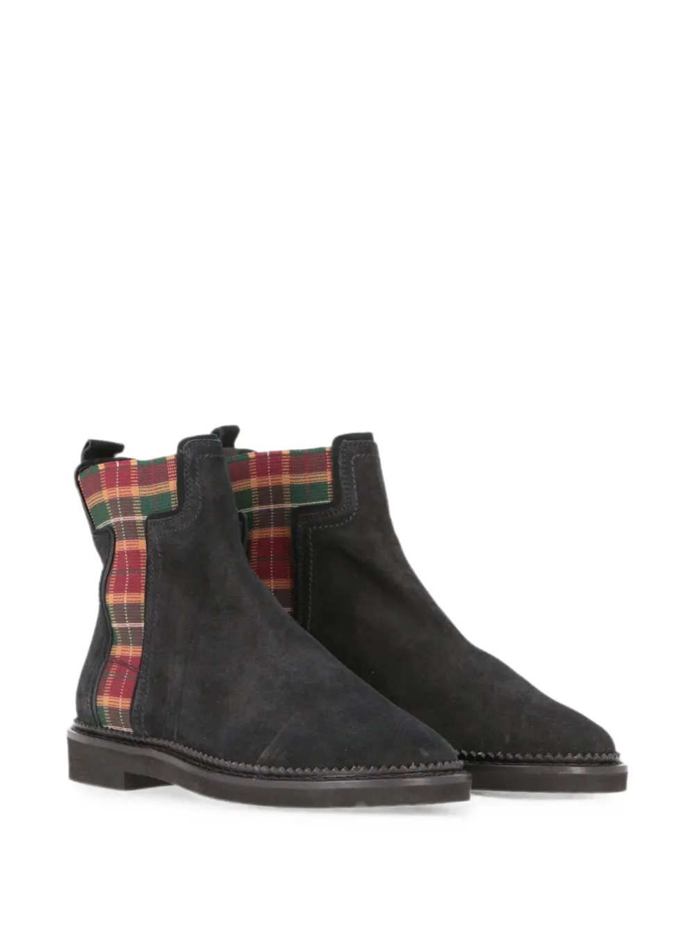 Tod's tartan-panel suede ankle boots Zwart