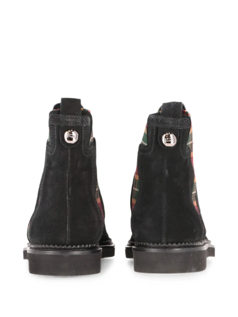 Tod's tartan-panel suede ankle boots Zwart