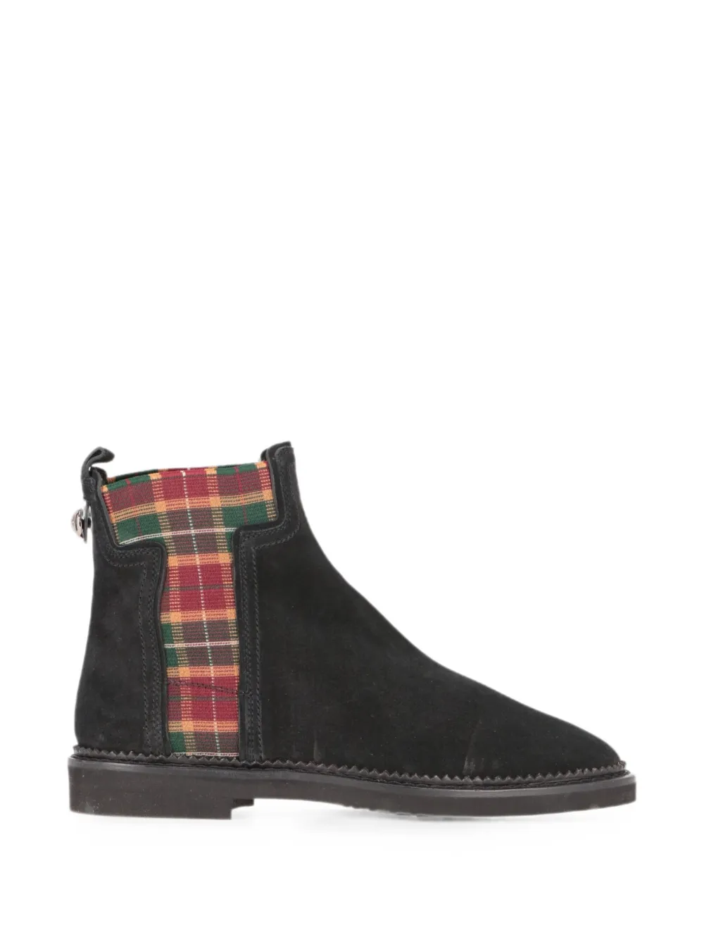 Tod's tartan-panel suede ankle boots Zwart
