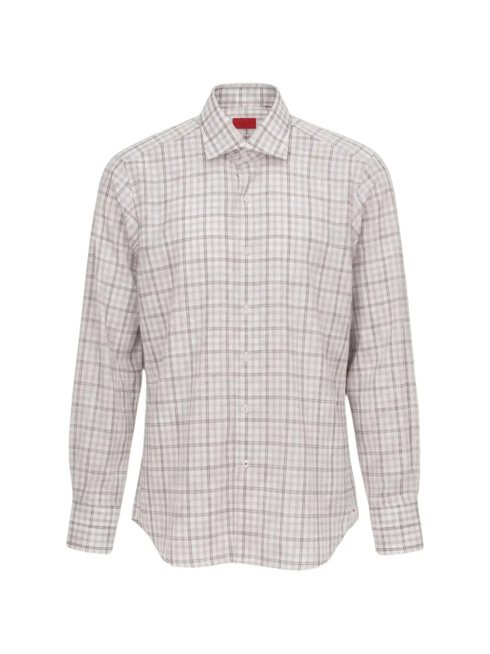 Isaia checked long-sleeve shirt - Neutrals