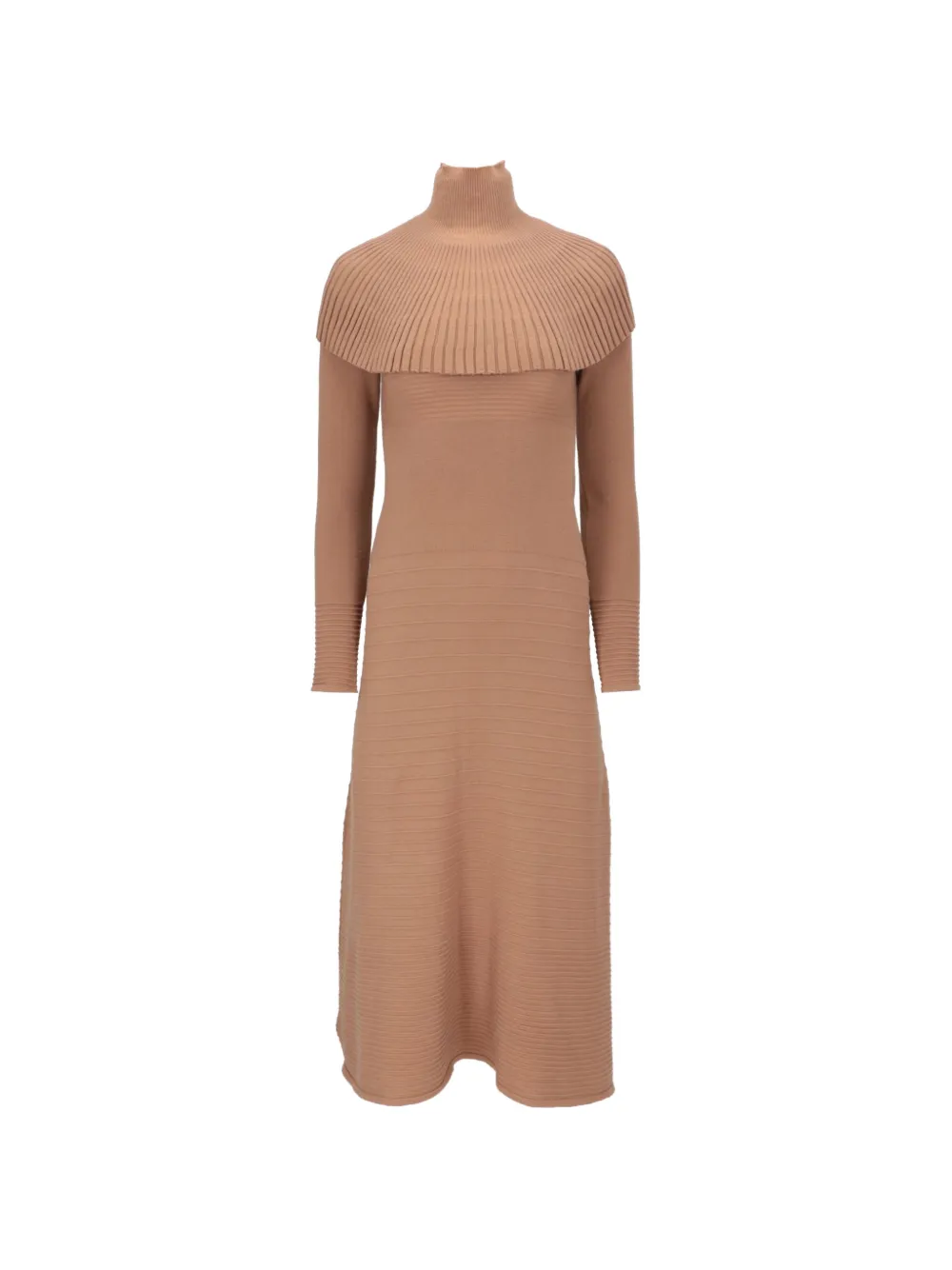 Isaia ribbed-knit cape-overlay midi dress