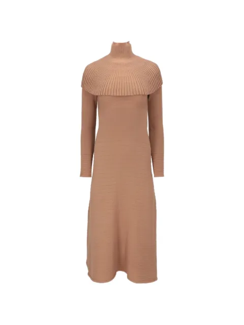 Isaia ribbed-knit cape-overlay midi dress