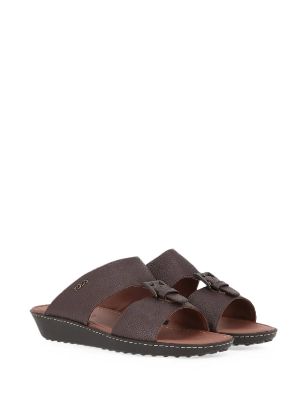 Tod's buckle-detail pebble-texture sandals Bruin