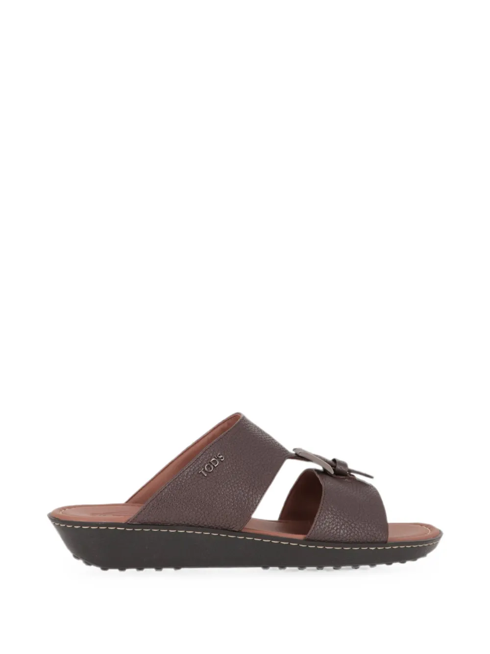 Tod's buckle-detail pebble-texture sandals - Braun