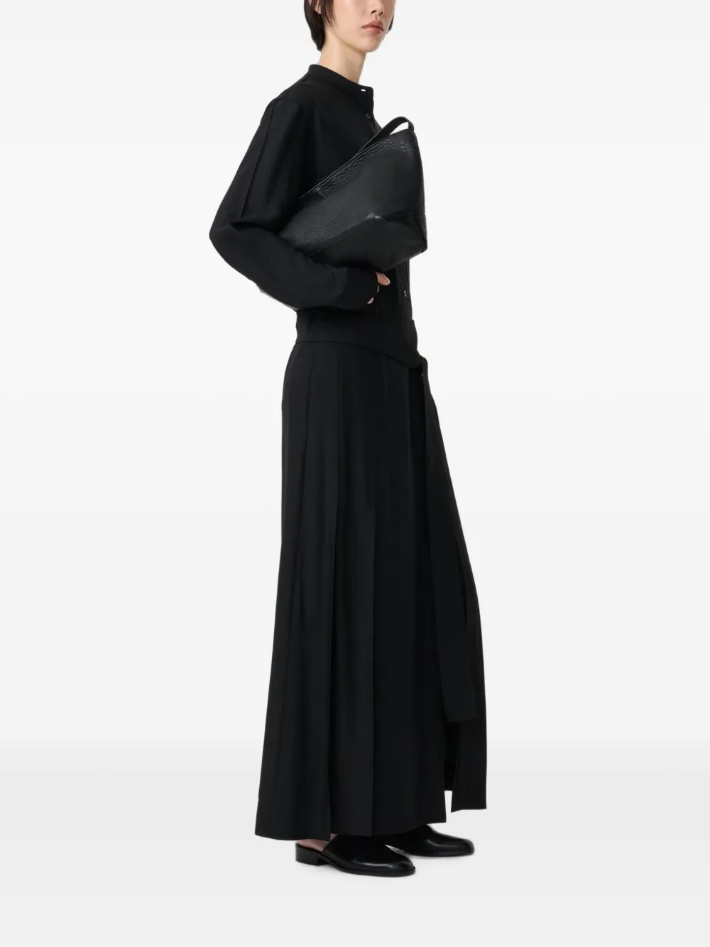 Studio Nicholson Midi-rok met ceintuur Zwart