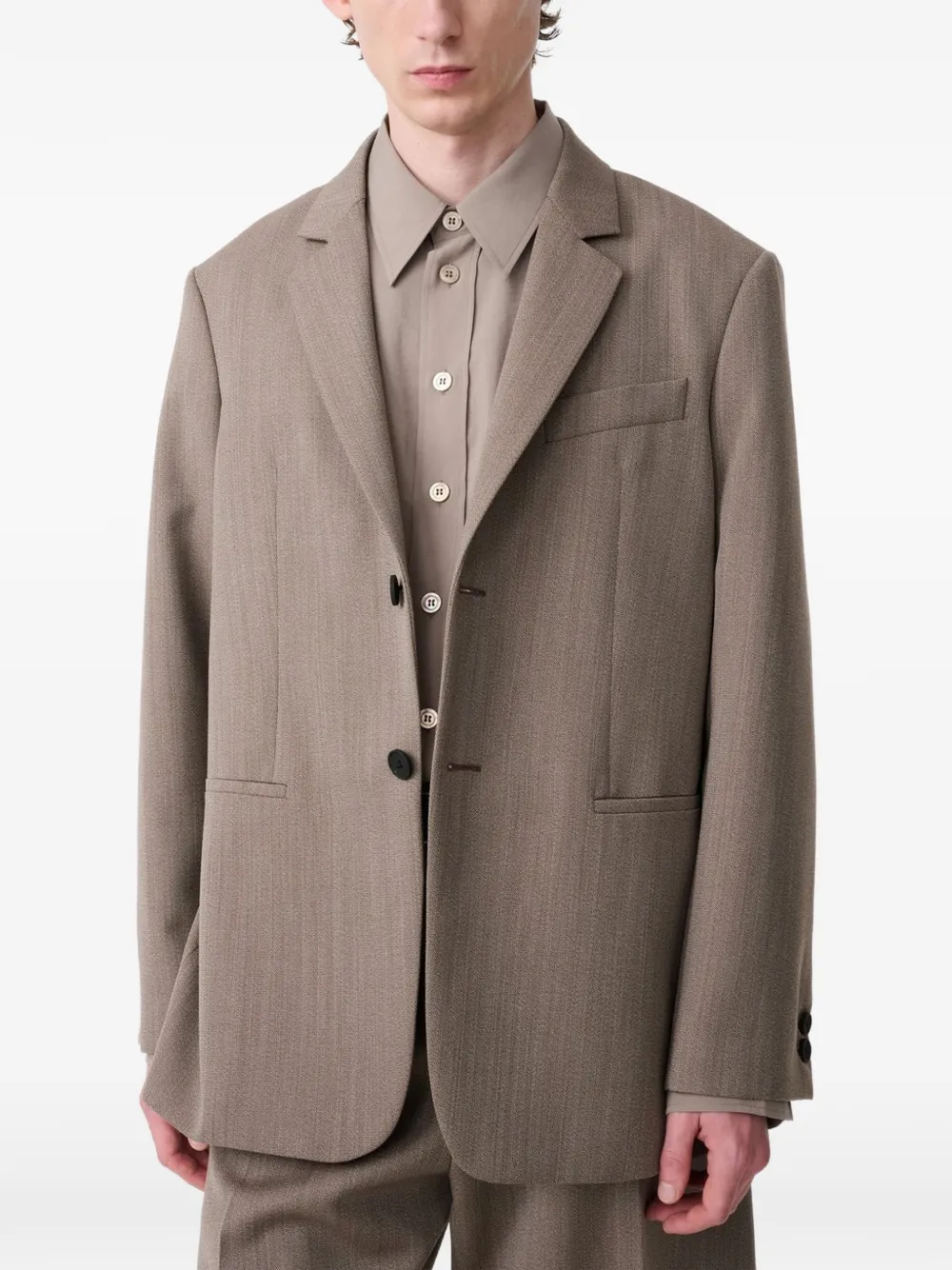 Studio Nicholson Single-breasted Blazer In Brown
