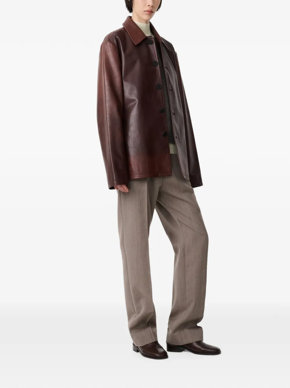 Studio Nicholson Landau leather jacket Bruin