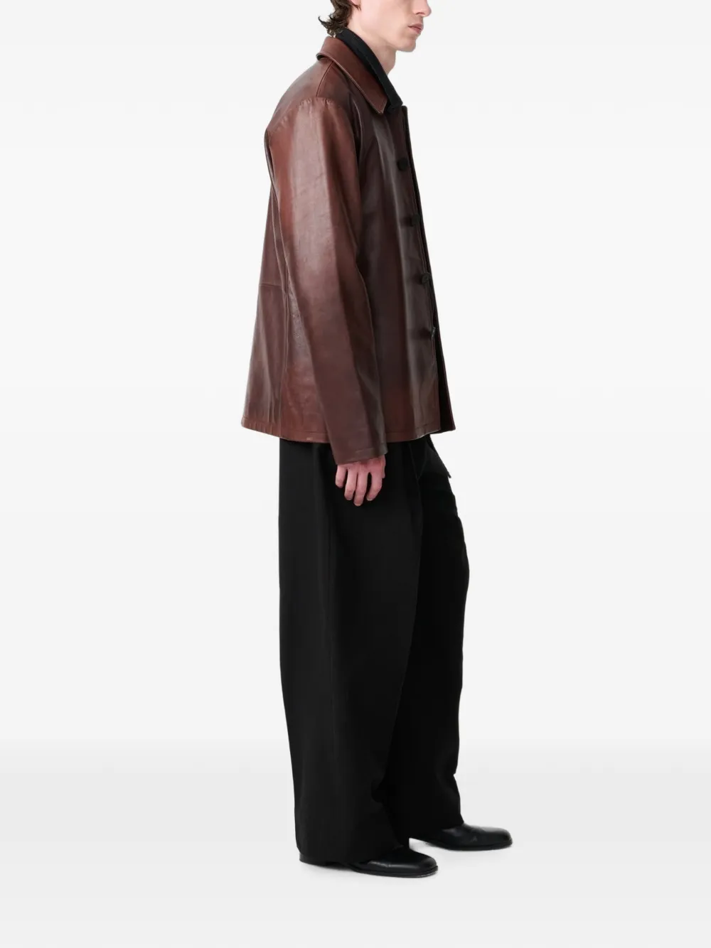 Studio Nicholson Landau leather jacket Bruin