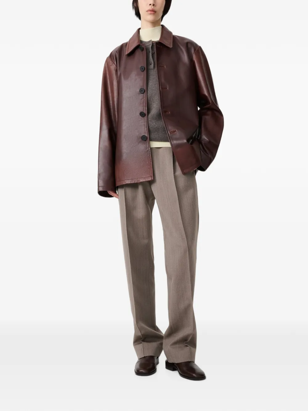 Studio Nicholson Landau leather jacket Bruin