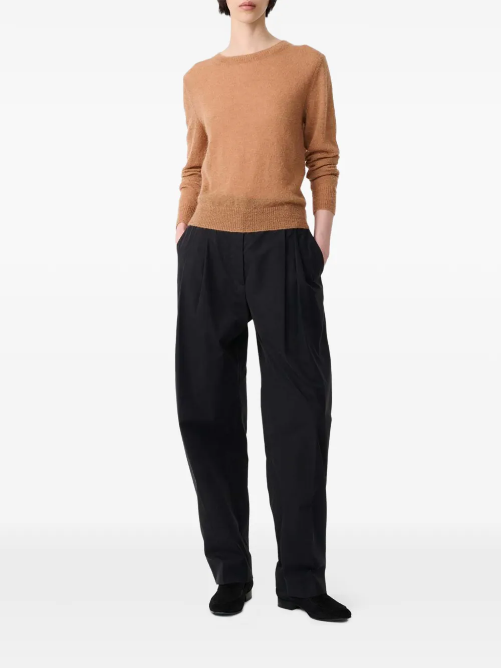 Studio Nicholson Eyla ribbed-trim sweater Bruin