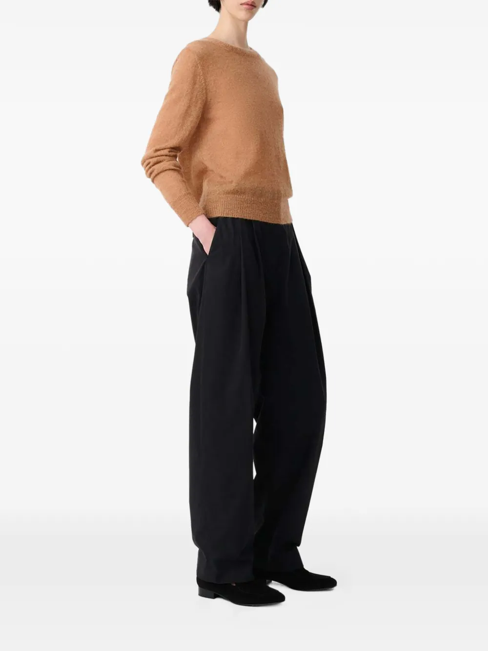 Studio Nicholson Eyla ribbed-trim sweater Bruin