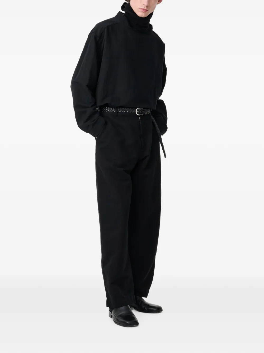 Studio Nicholson Holkham Shoulder-button Shirt In Black