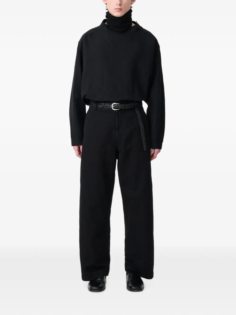 Studio Nicholson Holkham Shoulder-button Shirt In Black