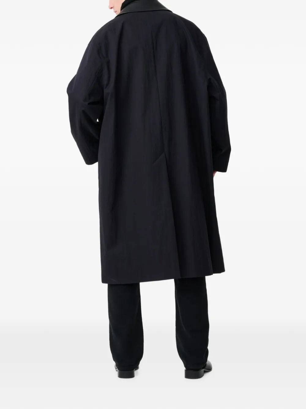 Studio Nicholson Trenchcoat met leren kraag Zwart